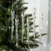 24pc Kristall Klar Weihnachten Baum Ornamente Eiszapfen Dekorationen Weihnachten Baum Hängen Anhänger Winter Party Neue Jahr Decor Liefert