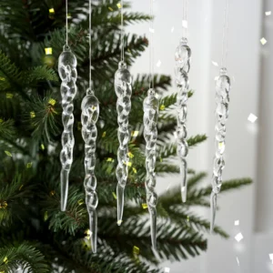 24pc Kristall Klar Weihnachten Baum Ornamente Eiszapfen Dekorationen Weihnachten Baum Hängen Anhänger Winter Party Neue Jahr Decor Liefert