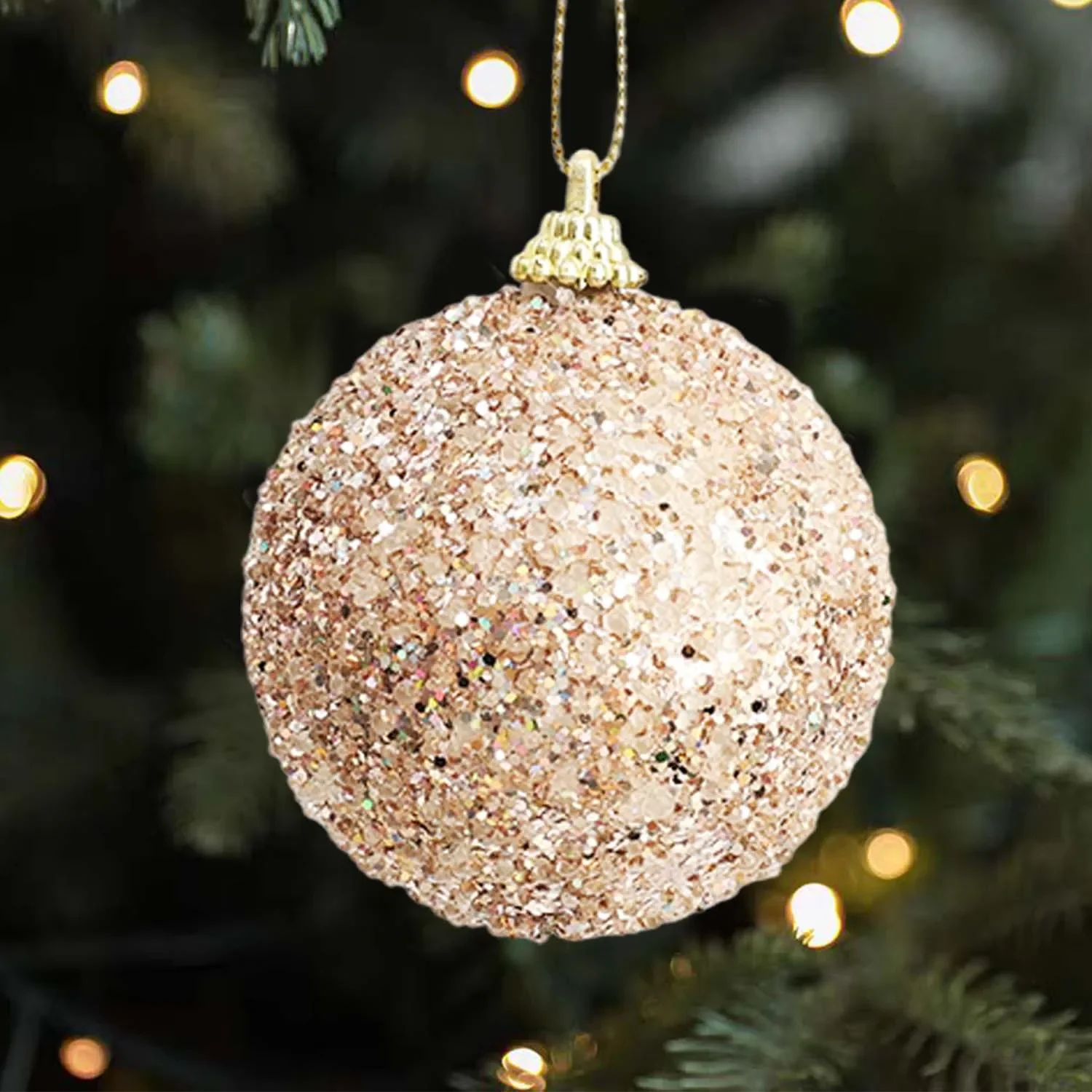 36/6PCS Glitter Weihnachten Kugeln Weihnachten Baum Hängen Anhänger Champagner Gold Funkelnden Weihnachten Ball Party Decor Ornament liefert 4