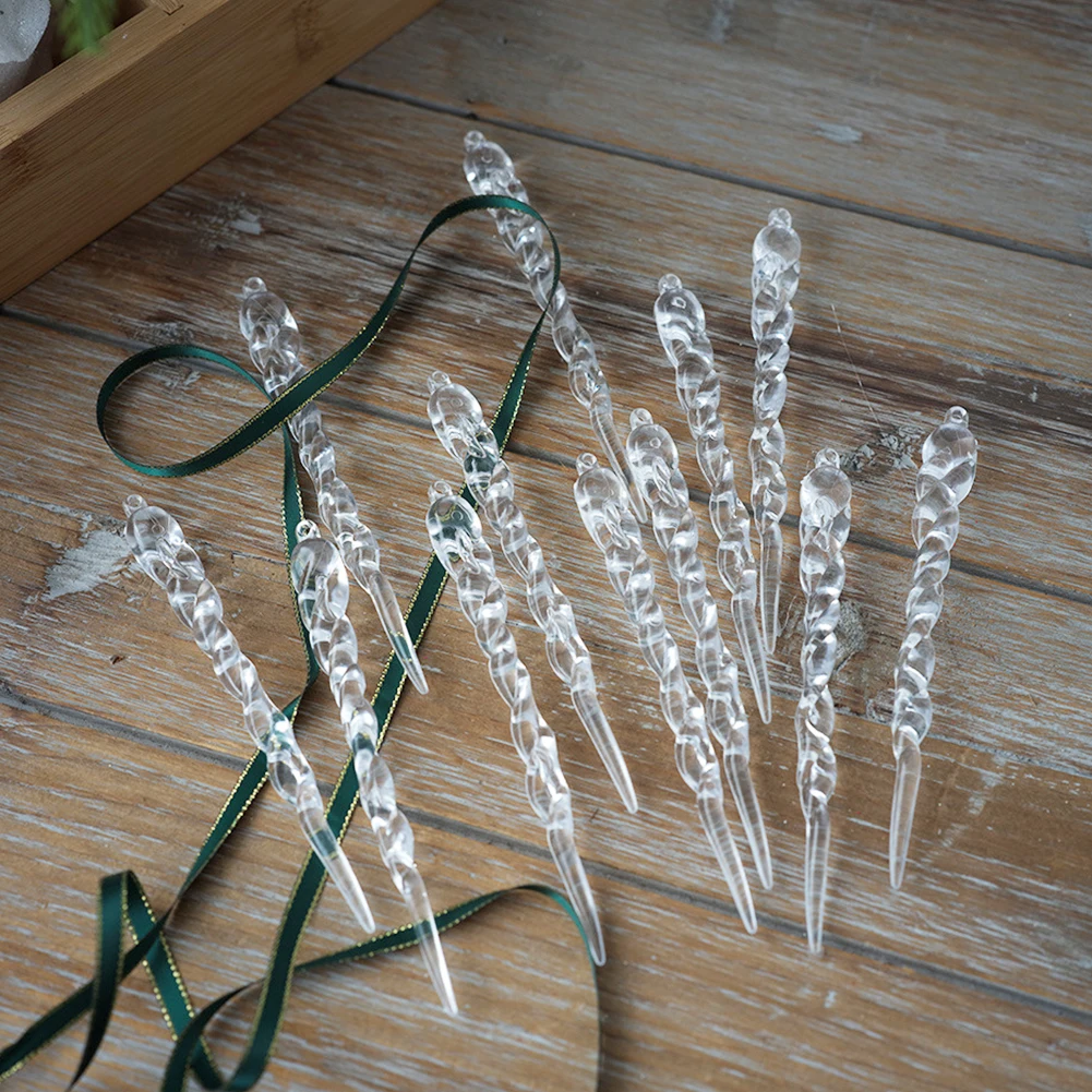 24pc Kristall Klar Weihnachten Baum Ornamente Eiszapfen Dekorationen Weihnachten Baum Hängen Anhänger Winter Party Neue Jahr Decor Liefert 4