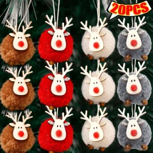 20/1Pcs Weihnachten Filz Holz Elch Hängende Ornamente Nette Rentier Weihnachten Baum Dekor Anhänger Neue Jahr Party Kinder Geschenke dekoration