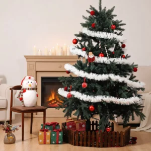 Weihnachts-Lametta-Girlande, bunte metallische Twist-Girlande, glänzende hängende Schnur, Ornament für drinnen und draußen, Urlaubsparty