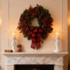 1 Stück 15,75 Zoll weihnachtlicher roter Obstkranz, geeignet für die Türbehangdekoration, Heimdekoration, Simulationsblumenkranz 6