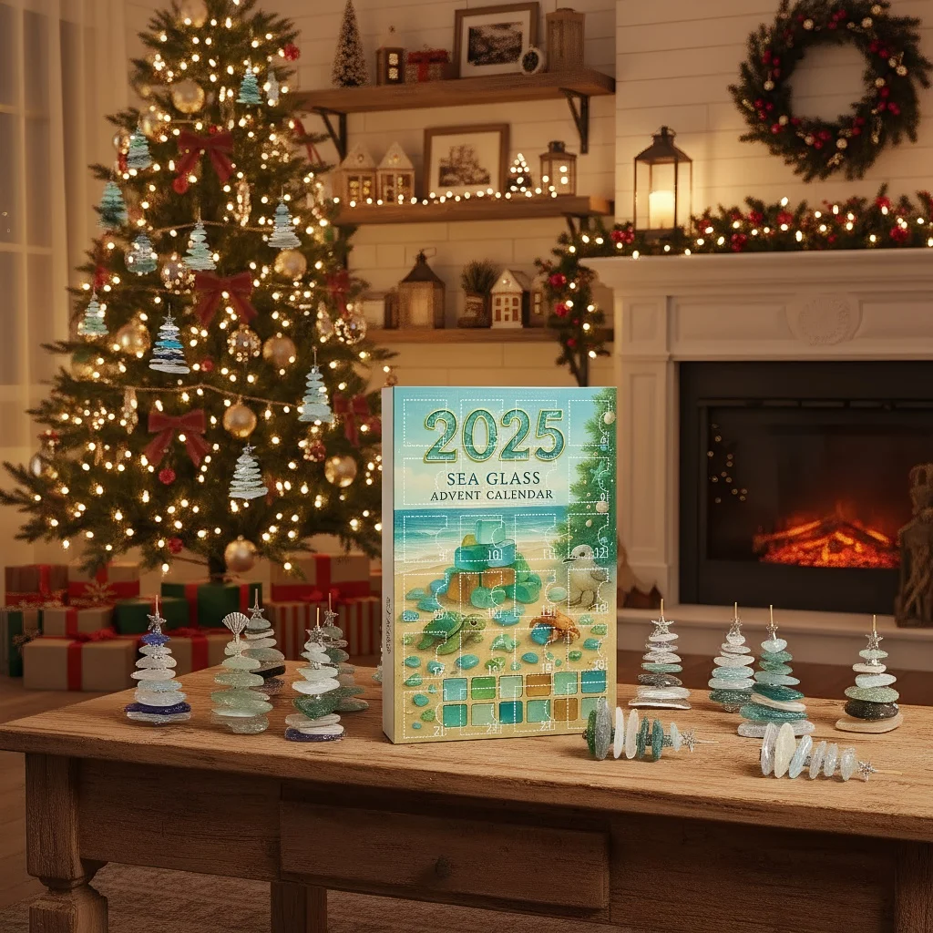 Mini Meer Glas Weihnachtsbaum Ornamente Adventskalender Weihnachtsbaum hängen Anhänger hängen Meer Kristall Glas Dekor Handwerk Geschenke 2