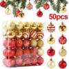 50 Teile/schachtel Weihnachtsbaum Kugeln Ornament Rot Gold Hängen Flitter Anhänger 2025 Weihnachten Dekoration für Zuhause 2026 Neue Jahr Geschenke