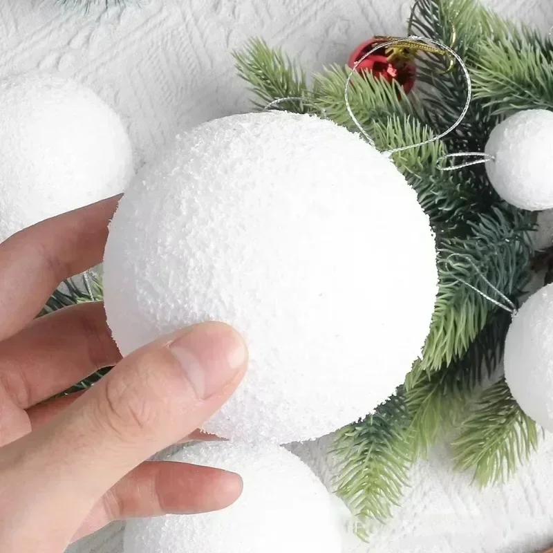 54/6PCS Schaum Weihnachten Bälle Weihnachten Baum Hängen Anhänger Weiß Schneeball Hochzeit Neue Jahr Party Hause Dekorationen ball Ornament 2