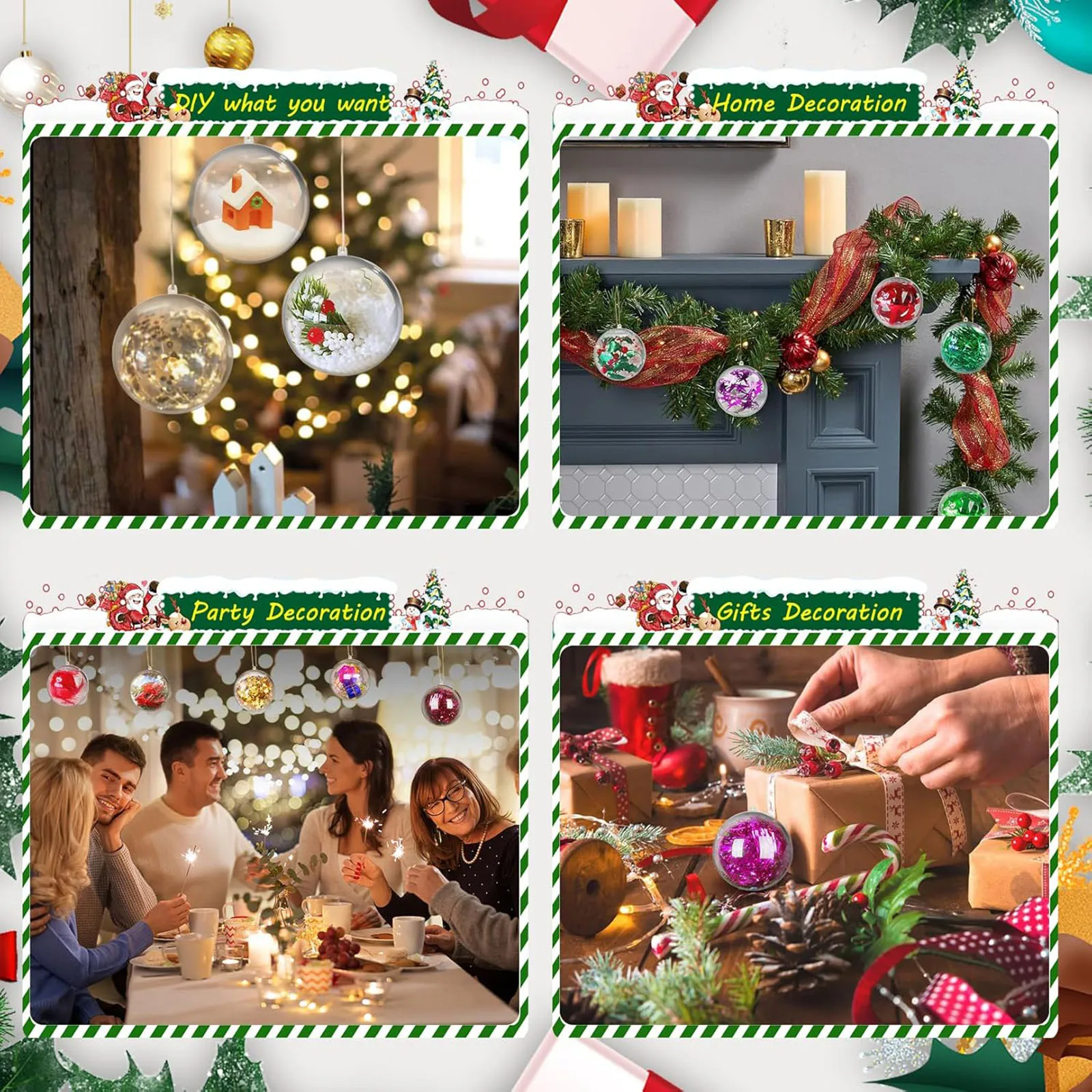 10–100 Stück transparente Kunststoff-Weihnachtskugeln, durchsichtige befüllbare Kugel, Weihnachtsbaum, hängende Ornamente, DIY-Handwerk für Hochzeit, Party, Dekoration 5
