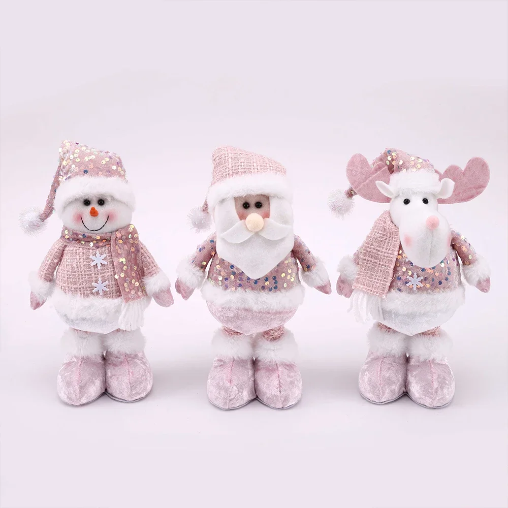1PC Neue Santa Claus Schneemann Elch Rosa Pailletten Teleskop Puppe Frohe Weihnachten Dekorationen Fenster Requisiten Passenden Liefert Ornamente 6