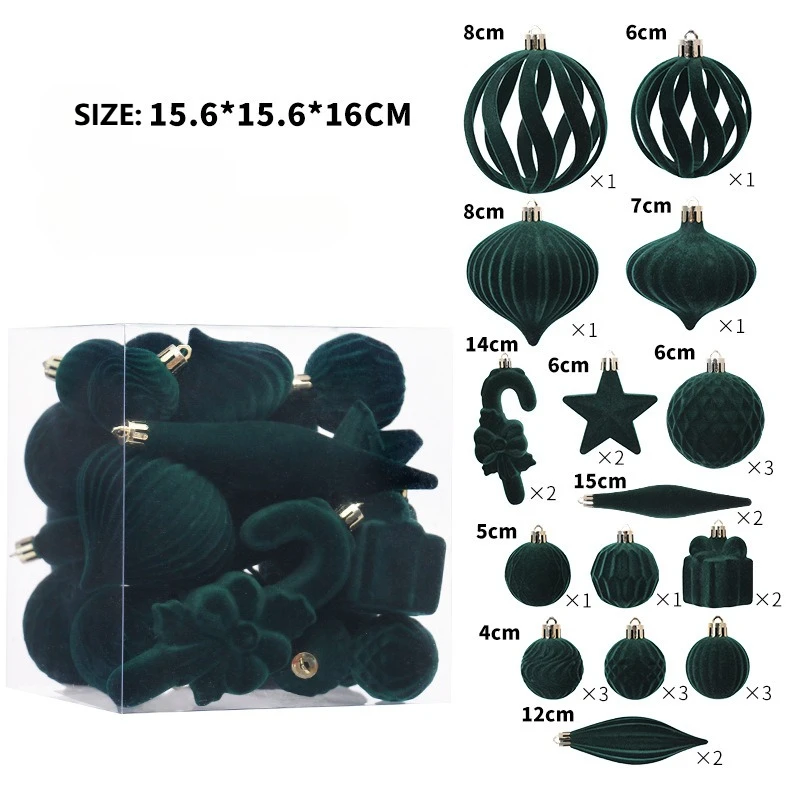 Samt-Weihnachtsbaumkugeln in verschiedenen Größen, Ornamente-Set, Stern-Zepter, runde Weihnachtskugel, Weihnachtsmann-Baum, DIY-Zubehör, 2025, Weihnachtsgeschenke 6