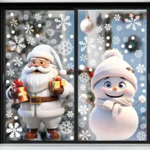 1/4 stücke Weihnachten Dekor Fenster Aufkleber Wiederverwendbare Schneeflocke Schneemann Statische Aufkleber Glas Wand Tür Aufkleber Neue Jahr Weihnachten Home decor