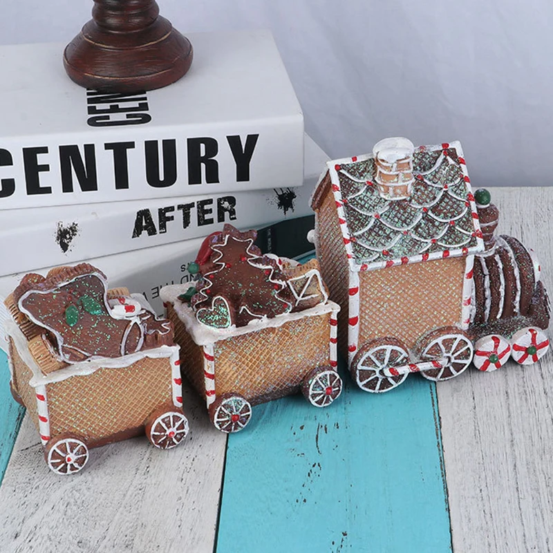 Zug Weihnachten Harz Statue Wohnkultur Skulptur Weihnachten Ornamente Wohnzimmer Dekoration Tisch Schreibtisch Santa Claus Dropshipping 4