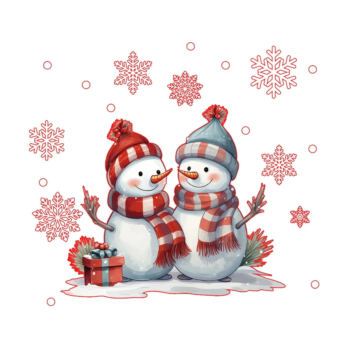 Fensteraufkleber für Neujahr, Cartoon-Schneemann, Schneeflocken, Weihnachts-Fenster-Wandaufkleber, 2025, Dekoration, selbstklebender Aufkleber 5