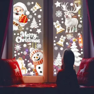 Selbstklebender Weihnachts-Fensteraufkleber aus PVC, weiße Schneeflocke, Urlaubsdekoration für Zuhause, Büro, Geschäft, festliche Dekoration