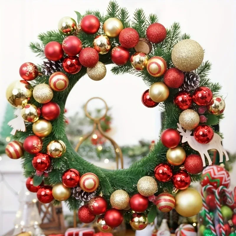 1 Set mit 50 Stück 4 cm bunten Weihnachtskugel-Anhängern, Weihnachtsbaum, Heiligabend, Neujahr, Karneval, Bar, Heimdekoration im Freien 5