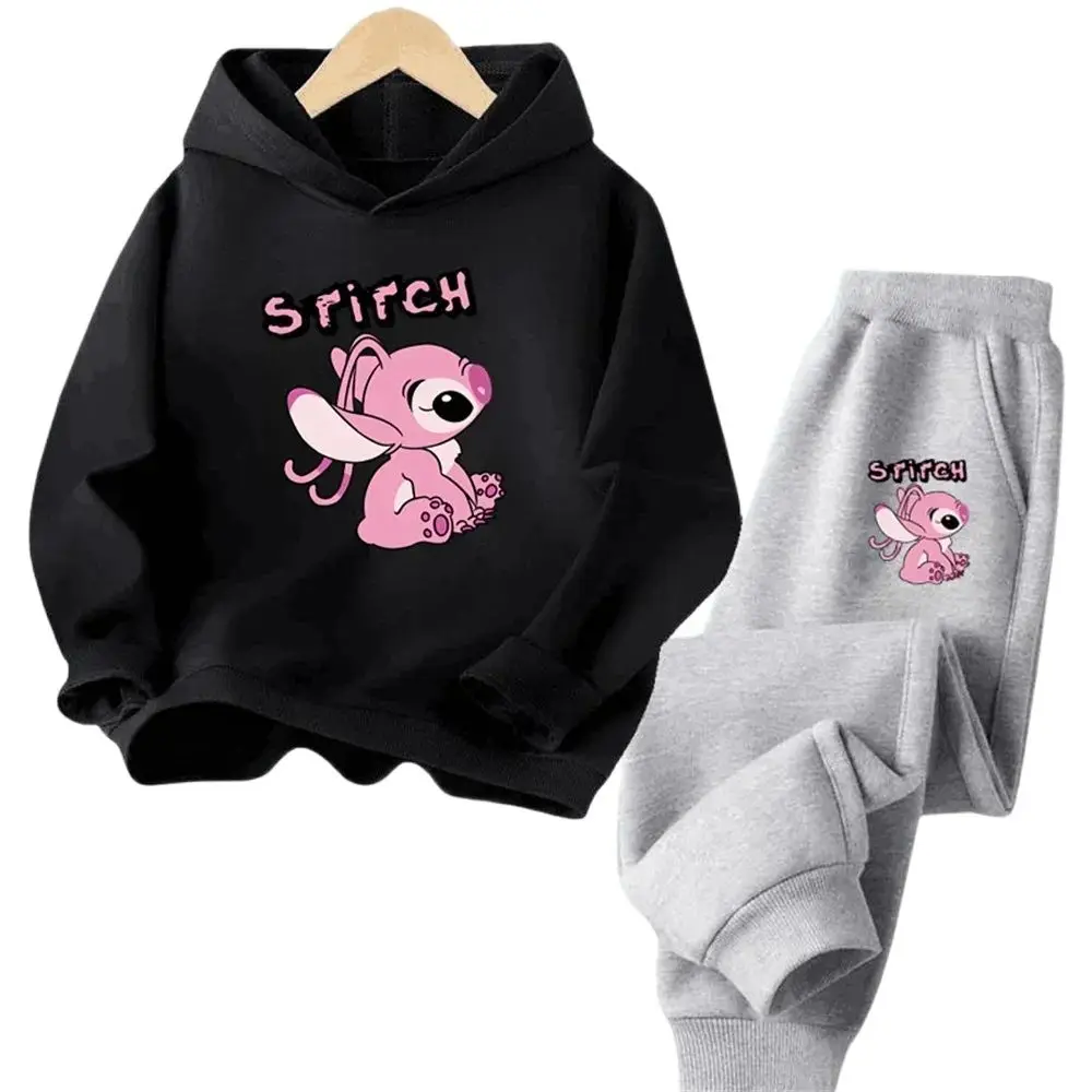 Stich Hoodies Mädchen Sweatshirt Herbst Langarm Harajuku Pullover Disney Serie Stich Casual Mit Kapuze Tops Kinder Trucksuit