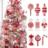 3/6 Stücke Große Weihnachten Lutscher Rote Zuckerstange Anhänger Weihnachtsbaum Hängende Kugel Ornament 2024 Weihnachtsdekoration Für Zuhause Neujahr