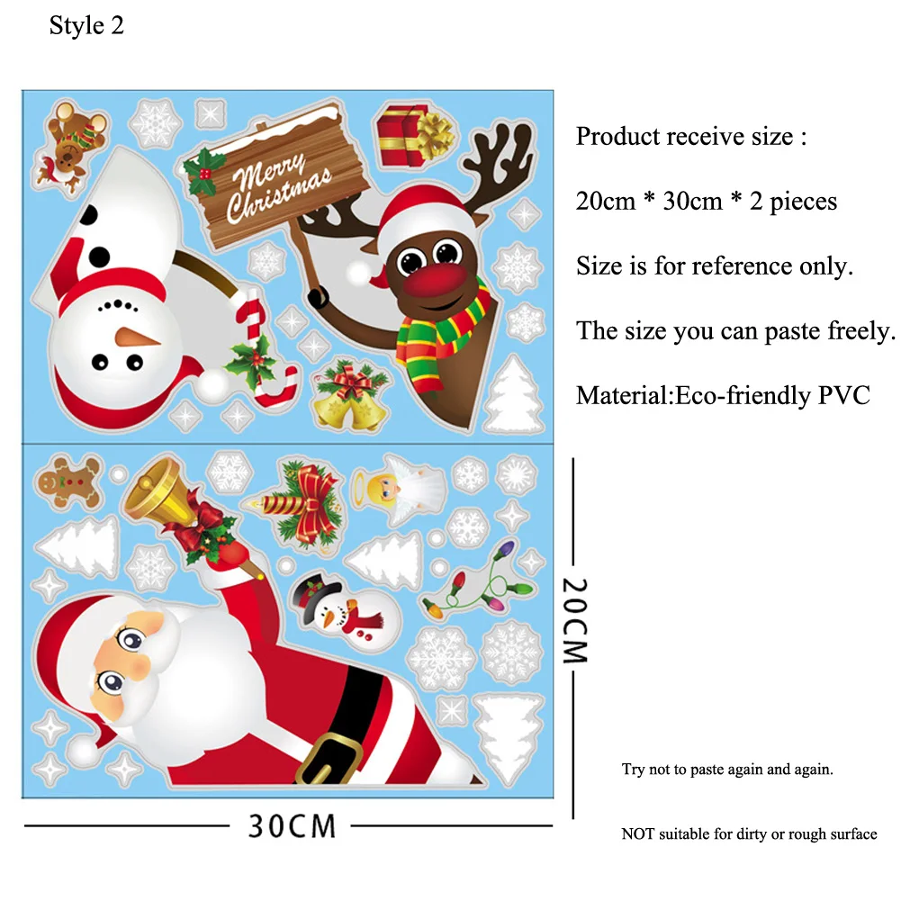 Weihnachten Schneemann Hirsch Santa Claus Glas Fenster Aufkleber Für Neue Jahr Dekoration Wandbild Zimmer Home Decor Elektrostatische Wand Aufkleber 3