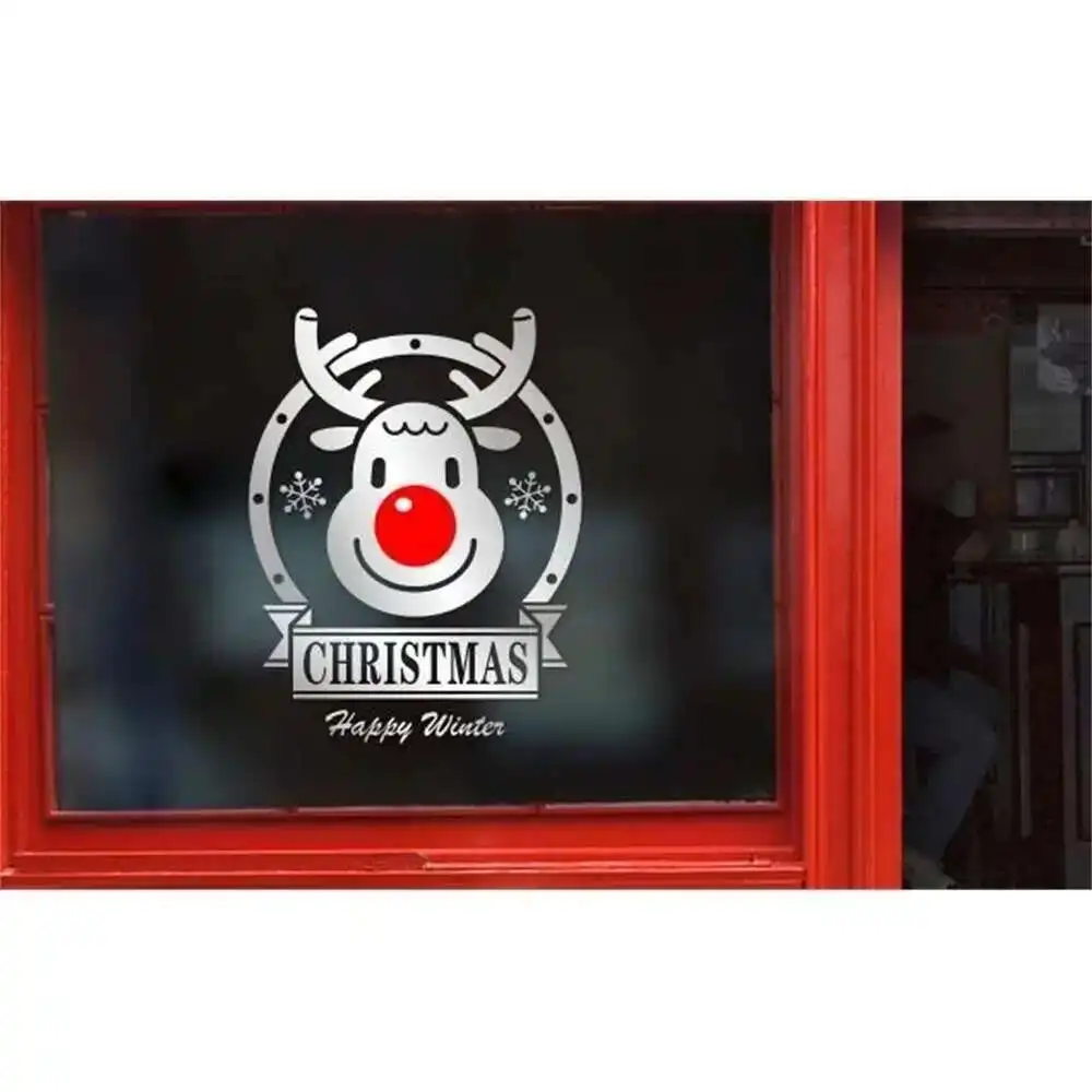 Hirsch Frohe Weihnachten Shop Fenster Wandaufkleber Festliche Atmosphäre Dekoration Layout Shop Glas Dekoration Pop Aufkleber 3