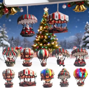 10/50 stücke Heißluft Ballon Santa Claus 2D Flache Holz Anhänger Weihnachten Baum Nette Hängen Festliche Holz Dekoration Zubehör