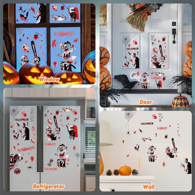 Halloween Blutige Hand Sticker, Window Sticker Horror, Halloween Zombie Poster, Scary Fensterbilder, 4