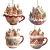 Acryl Kaffeetasse Ornament 2D Kunst Schlüsselanhänger Anhänger Weihnachten Schnee Haus Anhänger Dekoration Weihnachtsbaum Anhänger Dekoration 5