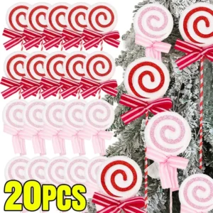 Weihnachten Lutscher Ornamente Kunststoff Glitzer Candy Cane Weihnachtsbaum Hängen Anhänger Home Party Festival Neujahr Dekore Geschenke