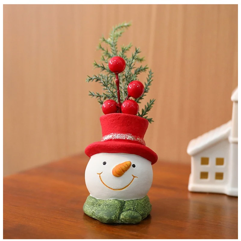 Neujahr Weihnachten Mini Harz Figuren Weihnachtsmann Schneemann Elch Ornament Micro Landschaft Frohe Weihnachten Ornament Dekoration 6