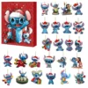 24 Stück Disney Stitch Figur Anime Acryl Modell Weihnachten 24 Tage Adventskalender Box Jungen Mädchen Party Geschenk Kinder Festival Spielzeug