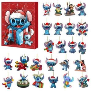 24 Stück Disney Stitch Figur Anime Acryl Modell Weihnachten 24 Tage Adventskalender Box Jungen Mädchen Party Geschenk Kinder Festival Spielzeug