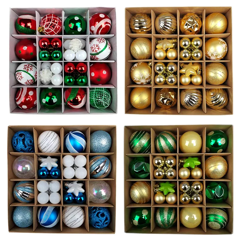 Weihnachten 3-6 cm Boxed Ball Anhänger 42 Stücke/44 Stücke Farbe Weihnachtsbaum Ball Dekoration Set Kreative Urlaub Geschenke für Freunde