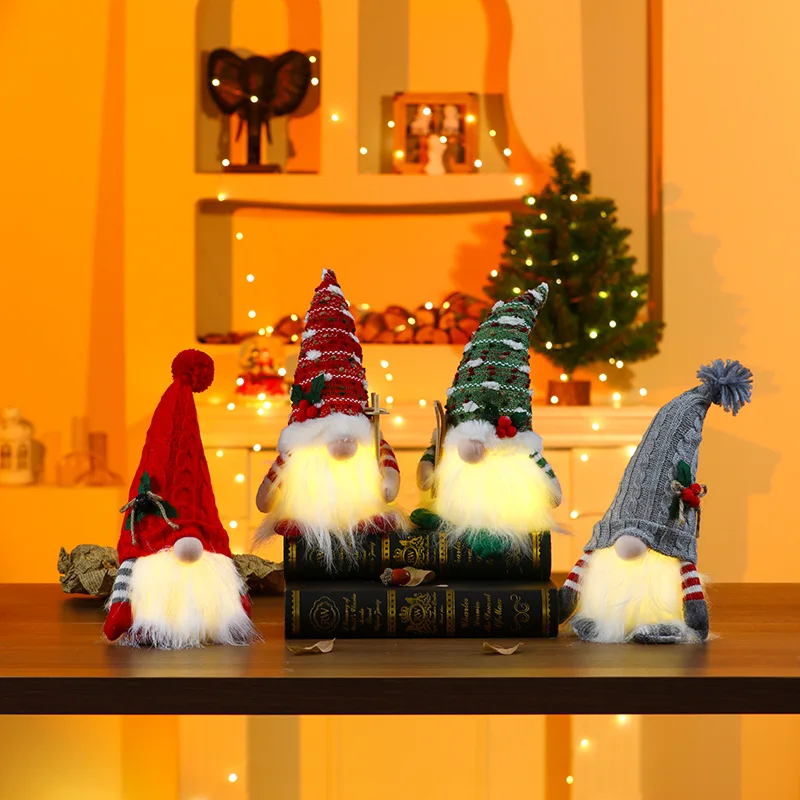 1 ~ 4 stücke 2025 Weihnachten Puppe Elf Gestrickte Gnome mit Led Nachtlicht Weihnachten Dekorationen für Zuhause Weihnachten navidad Neue Jahr 2025 Geschenk 5