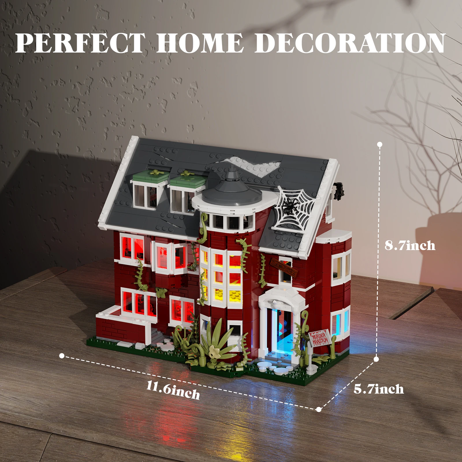 American Horror Story House Bausteine-Set mit LED-Licht, Halloween-Spukhaus, Ideen, Geschenk für Jungen und Mädchen (111 Stück) 4