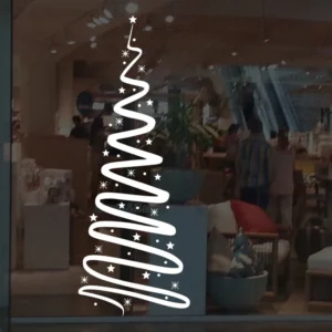 JJRUI Weihnachten Band Baum Aufkleber Set/Moderne Schneeflocken sterne-vinyl wandaufkleber schaufenster schneeflocken aufkleber kunst