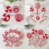 1Set Weihnachten Ornamente Candy Lollipop Cane Runde Keks Hängen Anhänger Weihnachten Baum Spielzeug Navidad Hause Neue Jahr Decor Weihnachten Geschenke 4