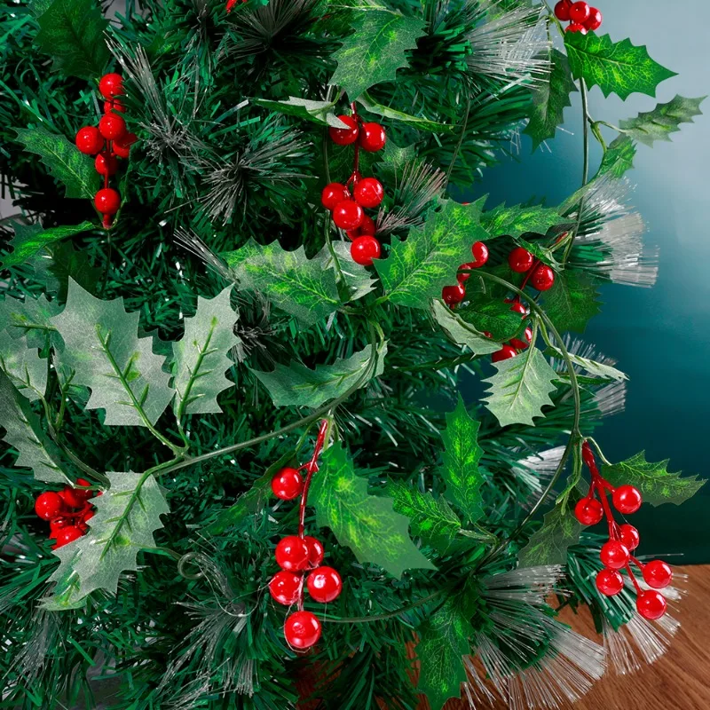 8/2m künstliche Stechpalmen blatt Rebe rote Beeren Weihnachts stern Blume Weihnachten Rattan Indoor Party Weihnachts baum Kranz Dekoration 3
