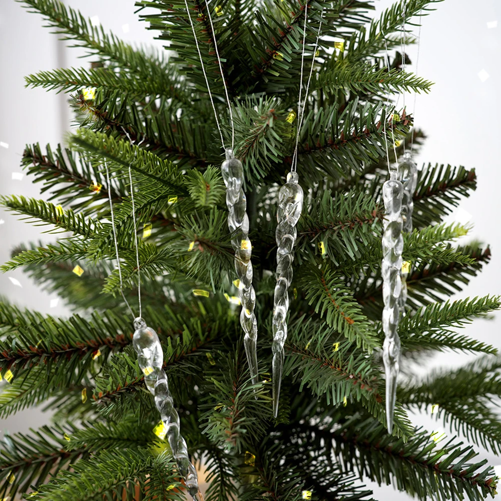 24pc Kristall Klar Weihnachten Baum Ornamente Eiszapfen Dekorationen Weihnachten Baum Hängen Anhänger Winter Party Neue Jahr Decor Liefert 2