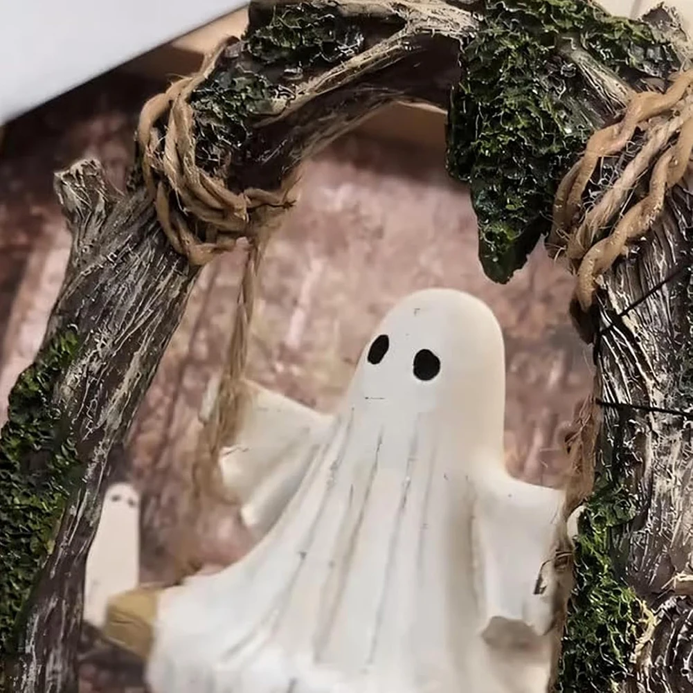 Schwingende Geisterornamente aus Kunstharz, niedliche gruselige Halloween-Figur, vielseitig einsetzbar, schöne Geisterdekorationen für den Schreibtisch, Bücherregaldekoration 5
