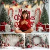 Weihnachten Hintergrund Dekorationen Frohe Weihnachten Zeichen Geschenk Box Candy Canes Weihnachtsbaum für Urlaub Display Fotoshootings Hintergrund