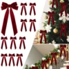 10/20Pcs Samt Band Bögen Weihnachten Baum Ornament Rot Burgund Band Bogen Kranz Indoor Hause Weihnachten Dekoration DIY liefert