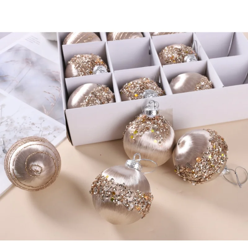 6/12 stücke 6CM/8CM Weihnachten Ball Ornamente Rot Glitter Schaum Ball Handwerk für Weihnachten Baum Hängen anhänger Ball Geschenk Navidad 4