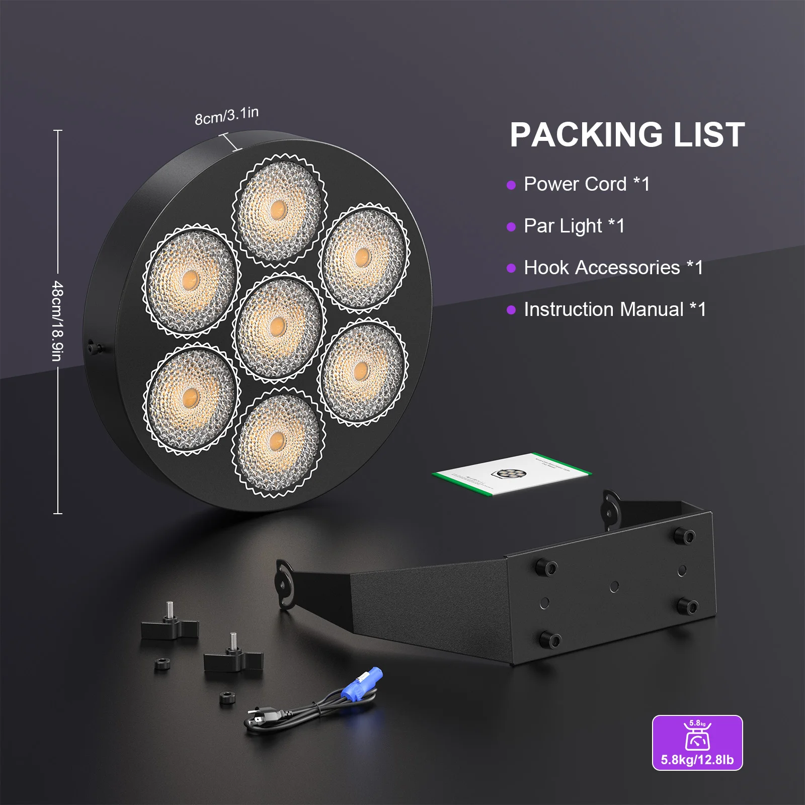 Yiflamefly 7X50W Goldene Retro Licht COB + RGB LED Par Licht DMX512 Bühne Lichter Für Hochzeit Party Club kirche Zeigen Weihnachten Halloween 5