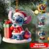 8 cm Kawaii Anime Lilo & Stitch Acryl Weihnachtsdekoration Stich Weihnachtsbaum Hause Hängende Autotasche Zubehör 2D planarer Druck 1
