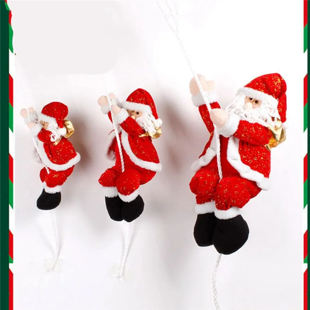 Frohe Weihnachten Hängen Santa Claus Klettern Seil Puppe Anhänger Weihnachten Baum Ornament Weihnachten Dekorationen Anhänger 5