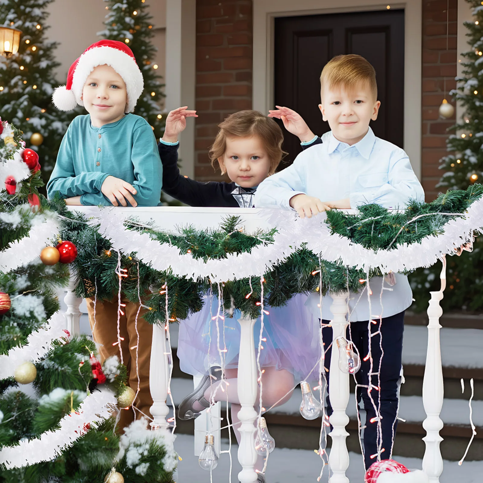 Weihnachts-Lametta-Girlande, bunt, glänzend, zum Aufhängen, Schnur-Ornament, silberne Weihnachtsgirlande für Weihnachtsbaum, Partyzubehör 4