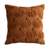 Kürbis Flauschige Plüsch-Akzent-Kissenbezüge, Stickerei-Kissenbezug, Plüsch-Kissenbezug für Outdoor, Veranda, Sofa, Couch, Bett, Wohnzimmer 4