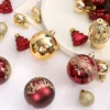 6CM Weihnachten bemalte Kugel Ornamente Weinrot Gold 42PCS bemalte Weihnachtskugel Set Weihnachtsbaum Anhänger Dekoration 3