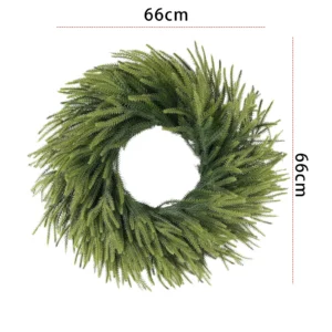 Norfolk Tannenkranz, weihnachtlicher Tannenzapfenkranz, künstliche Tannennadeln, künstlicher grüner Kranz, künstliche Blumengirlande für drinnen und draußen