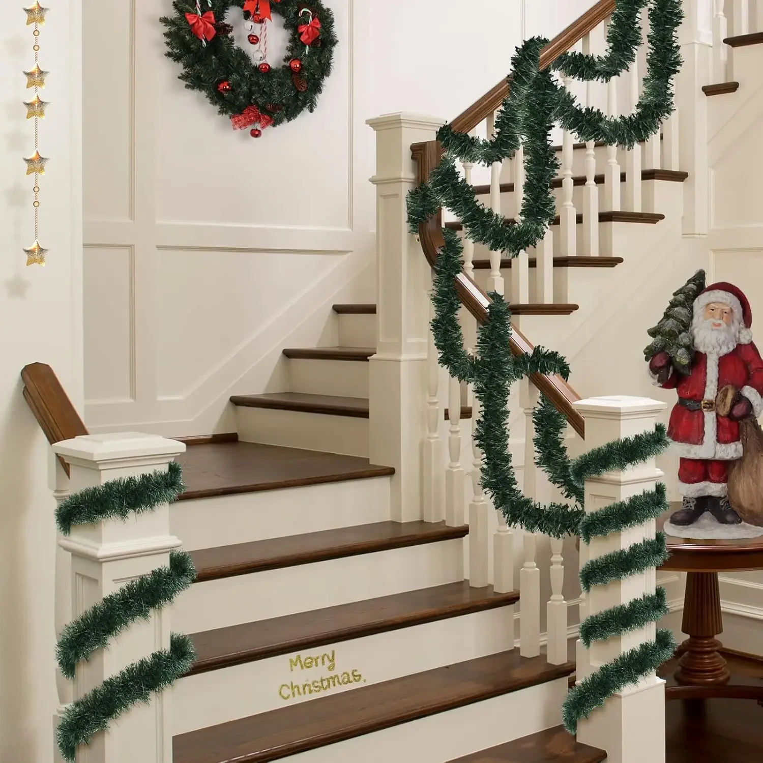 Weihnachten Lametta Girlande Bänder Ornamente Weihnachtsbaum hängen hängende Band Indoor Treppe Kamin Fenster Dekoration Kranz 6