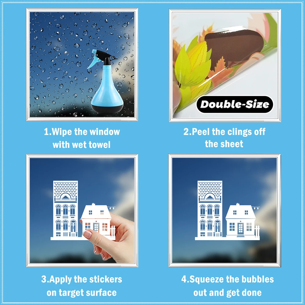 9pc Weihnachten Fenster Aufkleber Fenster Aufkleber Winter Haus Weihnachten Dekoration Selbst-Kleber Weihnachten Fenster Bilder Wohnkultur 4