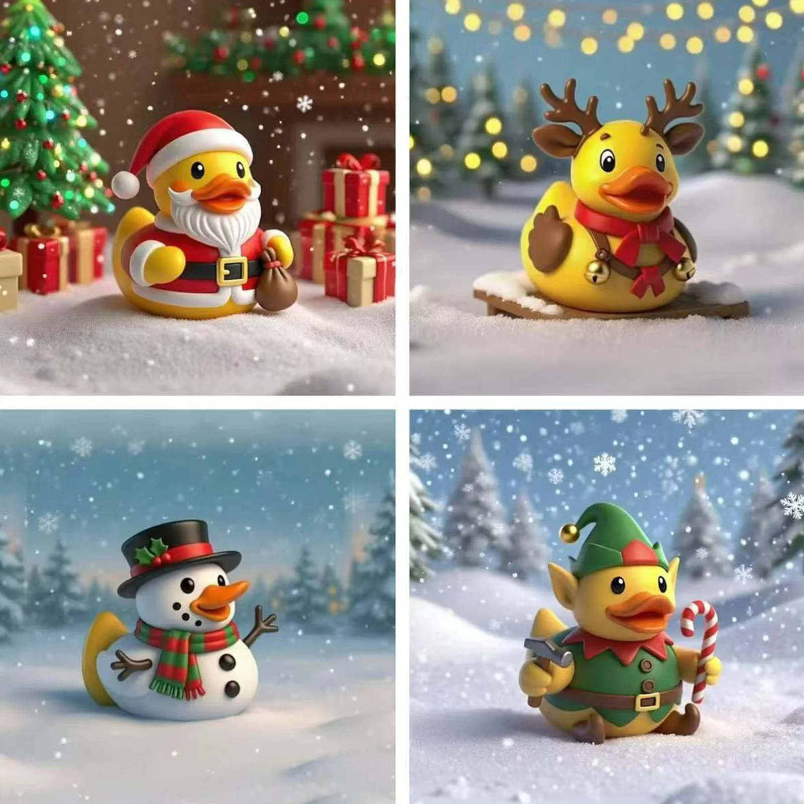 Weihnachts-Enten-Harz-Figur 2025, kreative Weihnachtsmütze, Ente, Desktop-Ornament, Urlaub, Heimdekoration, Bastelgeschenk 2
